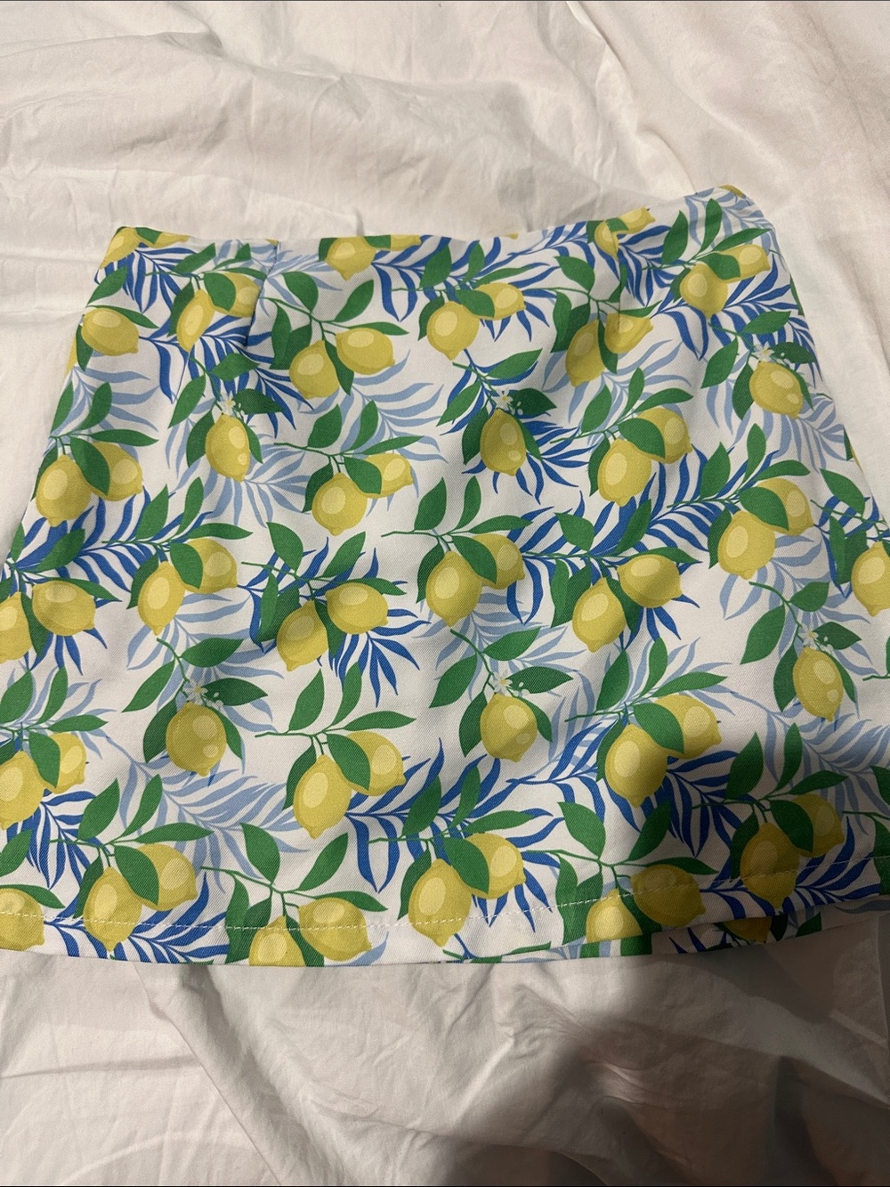 Girls' Lemon-Print A-Line Skirt - White, Yellow & Green